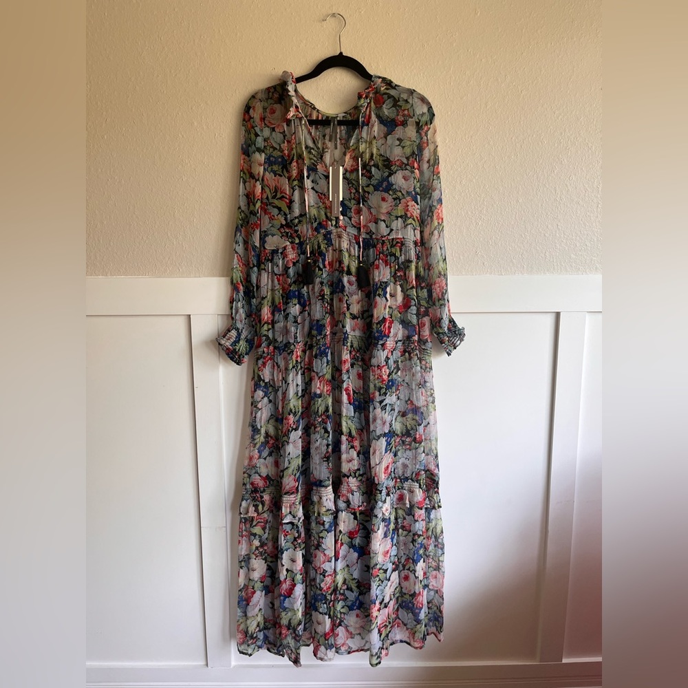 NWT Anthropologie the Marais Printed Chiffon Maxi Dress